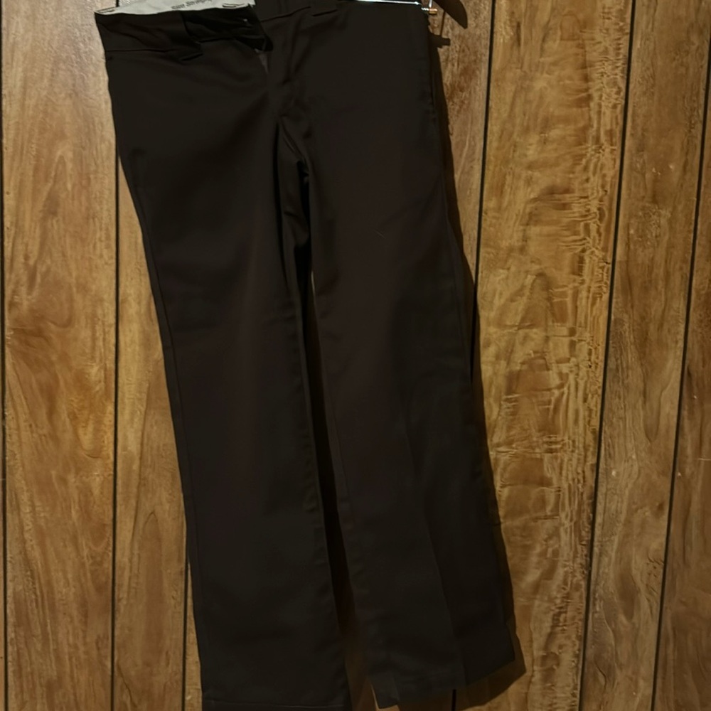 Brown dickies slim straight pants